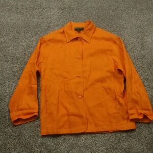 FINITY Naturals jacket womens 14 Linen Orange Button Down‎ pockets beach bright